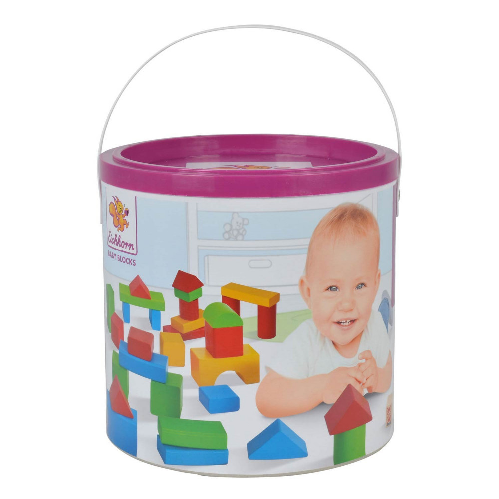 Eichhorn Houten Baby Blokken Gekleurd, 50st.