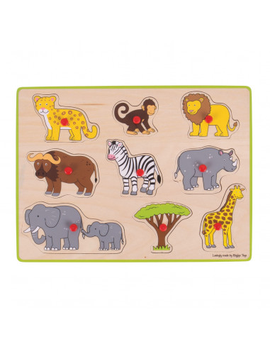 Houten Noppenpuzzel Safari, 9dlg.