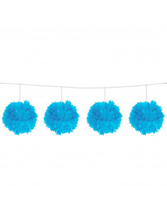 Blauwe Pompom Slinger