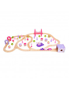 Houten Treinset Stad - Roze