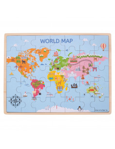 Houten Wereldkaart Puzzel,...