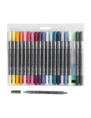 Textielstiften - Extra Kleuren, 20st.
