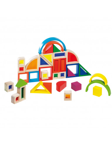 Houten Regenboog Blokken met Ramen,...