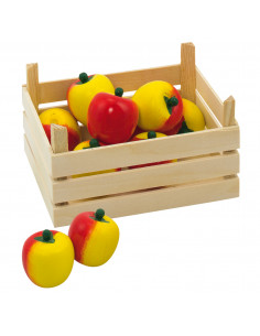 Houten Appels in Kist, 10dlg.