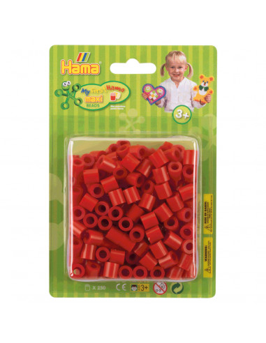 Hama Strijkkralen Maxi - Rood, 250st.