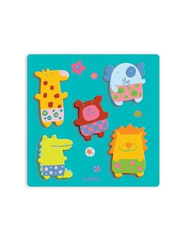 Peg Puzzle - 5 Pieces - Wooden -...