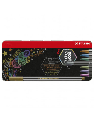 STABILO Pen 68 Metallic Metalen Etui,...