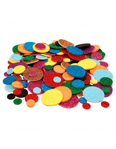Foamvormen Glitter Cirkels, 150st.