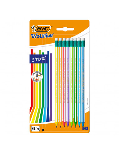 BIC Evolution Potloden met Gum, 8st.