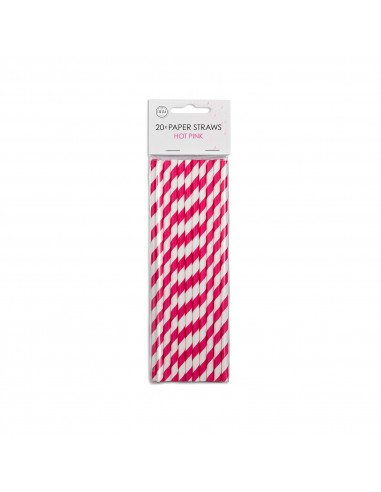 Papieren Rietjes 20cm 20 Stuks Fuchsia