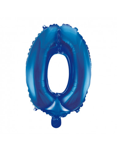 Folieballon Cijfer 0 40cm Blauw