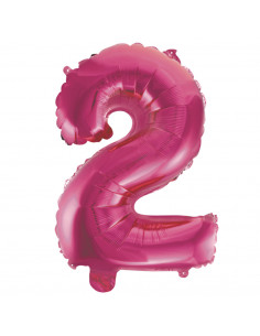 Folieballon Cijfer 2 40cm Roze