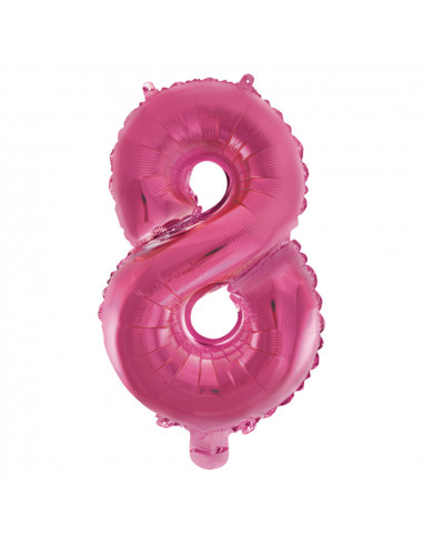 Folieballon Cijfer 8 40cm Roze