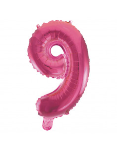 Folieballon Cijfer 9 40cm Roze