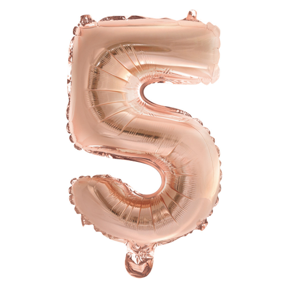 Folieballon Cijfer 5 40cm Rose Goud