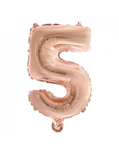 Folieballon Cijfer 5 40cm Rose Goud