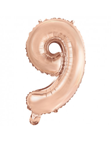 Folieballon Cijfer 9 40cm Rose Goud