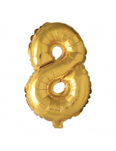 Folieballon Cijfer 8 40cm Goud