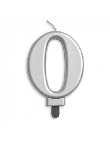 Nummer Kaars Metallic Zilver nr 0