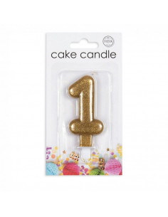 Nummer Kaars Glitter Goud nr 1