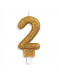 Nummer Kaars Glitter Goud nr 2
