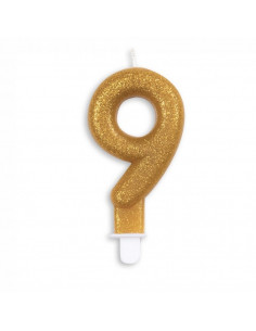 Nummer Kaars Glitter Goud nr 9