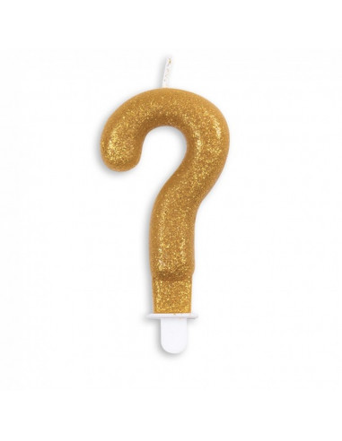 Nummer Kaars Glitter Goud Vraagteken
