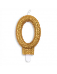Nummer Kaars Glitter Goud nr 0