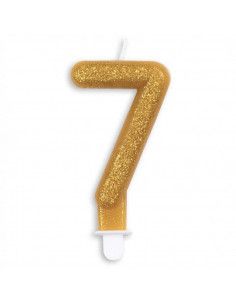 Nummer Kaars Glitter Goud nr 7