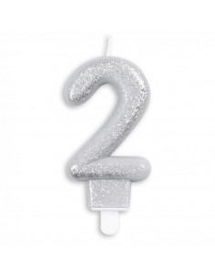 Nummer Kaars Glitter Zilver...
