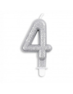 Nummer Kaars Glitter Zilver...