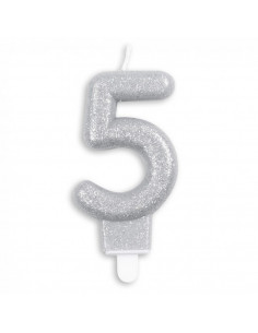 Nummer Kaars Glitter Zilver...