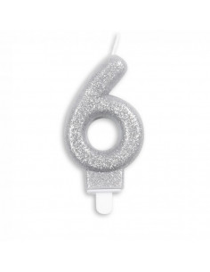 Nummer Kaars Glitter Zilver...