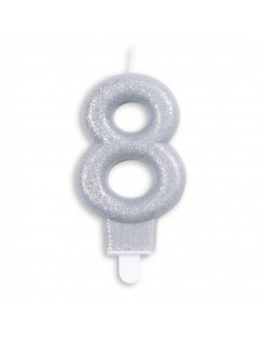 Nummer Kaars Glitter Zilver...