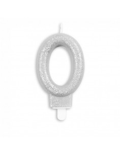 Nummer Kaars Glitter Zilver...