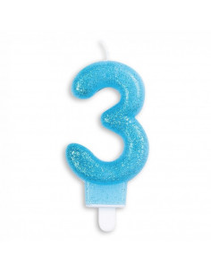 Nummer Kaars Glitter Blauw...