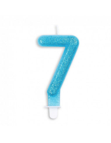 Nummer Kaars Glitter Blauw nr 7