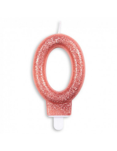 Nummer Kaars Glitter Rose Goud nr 0