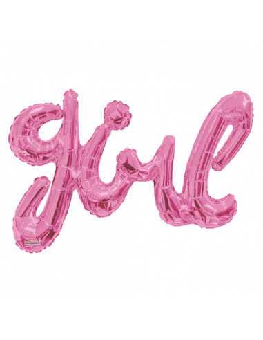 Folieballon XL 90cm Girl Baby Roze
