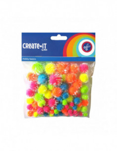 Glitter Pompoms Neon 75st.