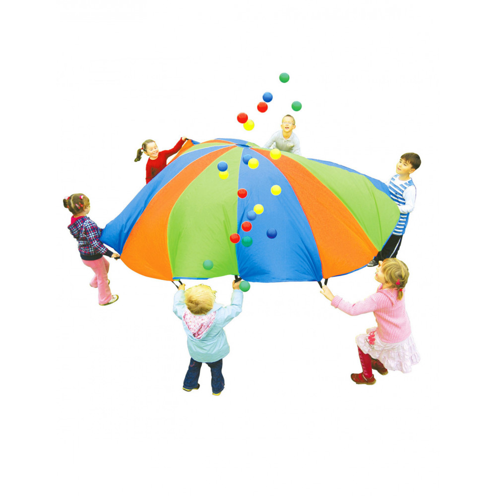 Regenboog Parachute met 24 Ballen