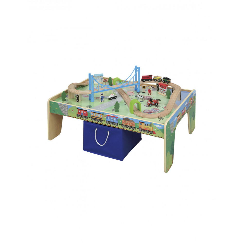 Houten Treinbaan op Speeltafel 50dlg.