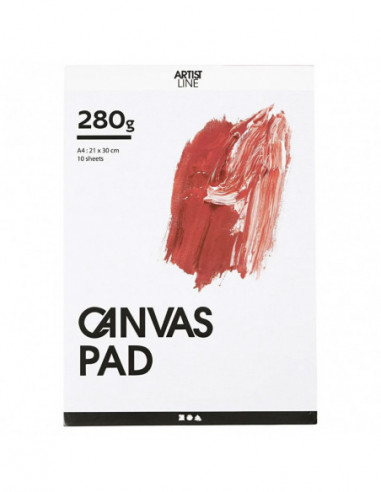 Canvas Blok Wit A4 280gr 10 Vellen