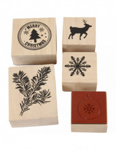 Houten Stempelset Kerstmis...