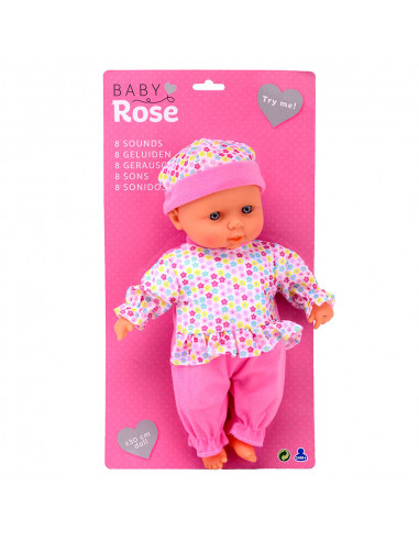 Baby Rose Babypop met Geluiden, 30cm.