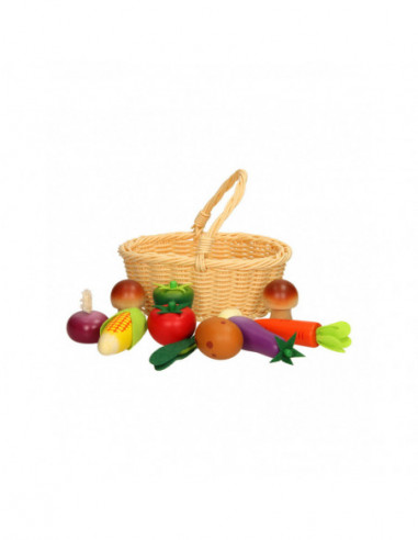 Houten Groente in Picknickmand 11dlg.
