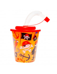 Beker met Deksel en Rietje...