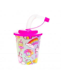 Beker met Deksel en Rietje...