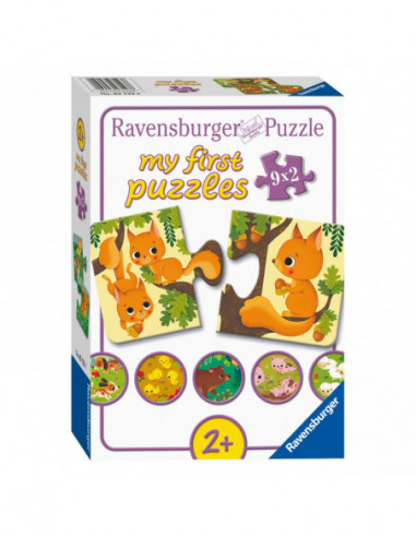 Dieren en hun Kleintjes Puzzel 9x2st.
