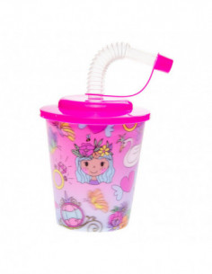 Beker met Deksel en Rietje...